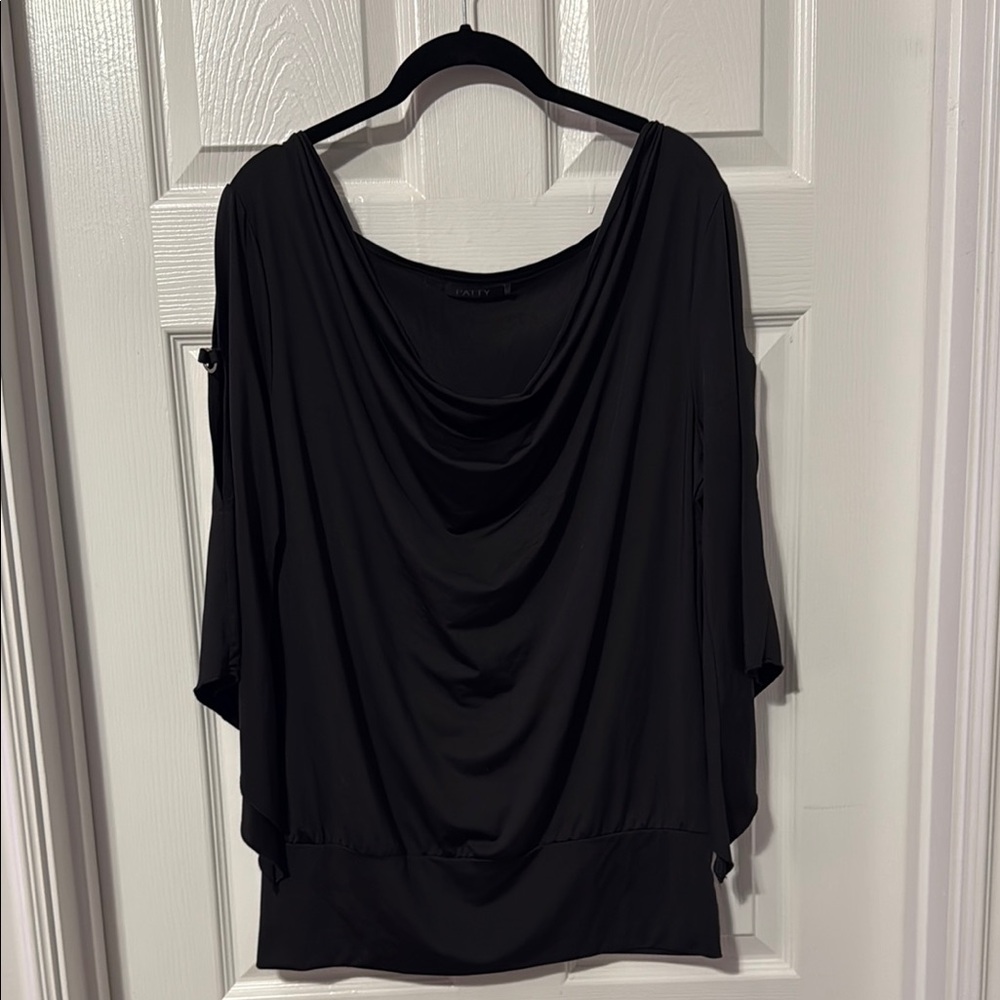 Chic Black Draped Top